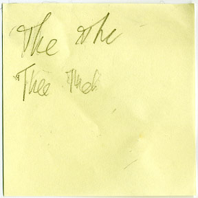 Post It pad note showing my attempt to write.